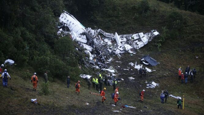 El avión del Chapecoense accidentado.