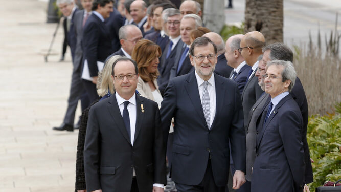 Hollande y Rajoy en el arranque de la cumbre.