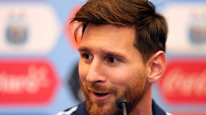 Messi, en una rueda de prensa.