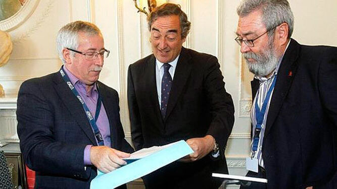 Toxo (CCOO) y Rosell (CEOE).