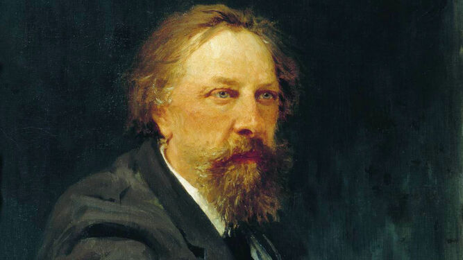 Alexéi K. Tolstói retratado por el pintor realista Ilya Repin.