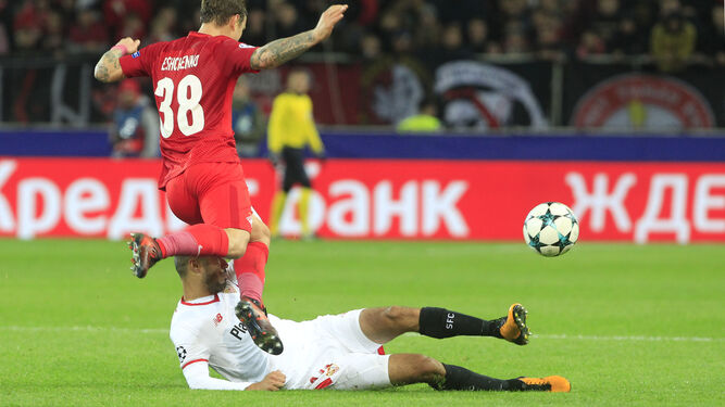 Un momento del partido ante el Spartak de Moscú
