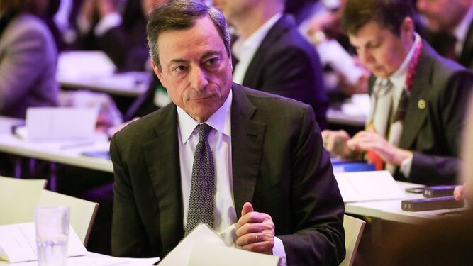 Mario Draghi, ayer en un congreso bancario celebrado en Fráncfort.
