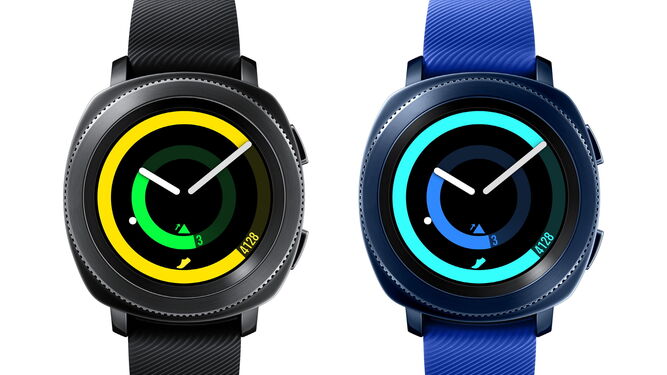 Los nuevos relojes inteligentes de Samsung, disponibles en negro y azul.