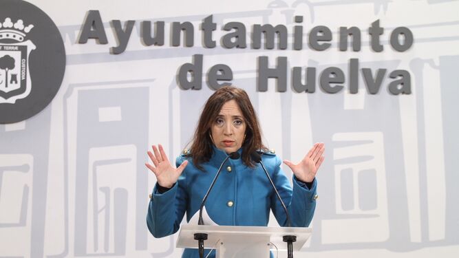 La concajala de Políticas Sociales del Ayuntamiento de Huelva, Alicia Narciso, esta mañana.