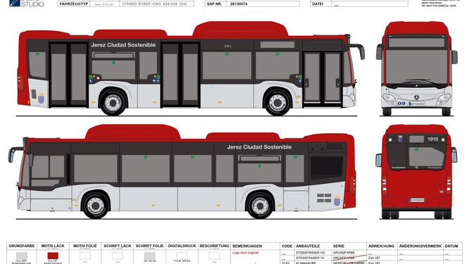 Los autobuses urbanos, en rojo y gris plateado