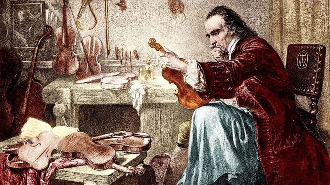 Antonio Stradivari, en una pintura de d’Edouard Hammam (www.wikiwand.com).