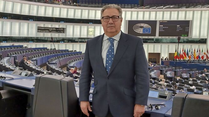 Juan Ignacio Zoido en el salón de plenos del Parlamento europeo.