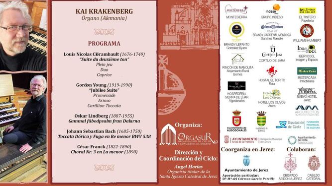El  concierto en Jerez del organista alemán Kai Krakenberg será el 23 de abril