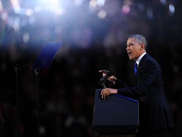 Obama durante su discurso tras la victoria.

Foto: Afp
