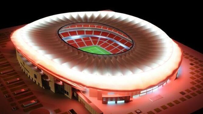 Imagen de la cubierta del futuro estadio Metropolitano de Madrid, la cual tendrá marca jerezana.