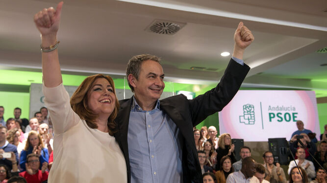 Susana Díaz y José Luis Rodríguez Zapatero en el acto celebrado el pasado 16 de diciembre en Jaén.