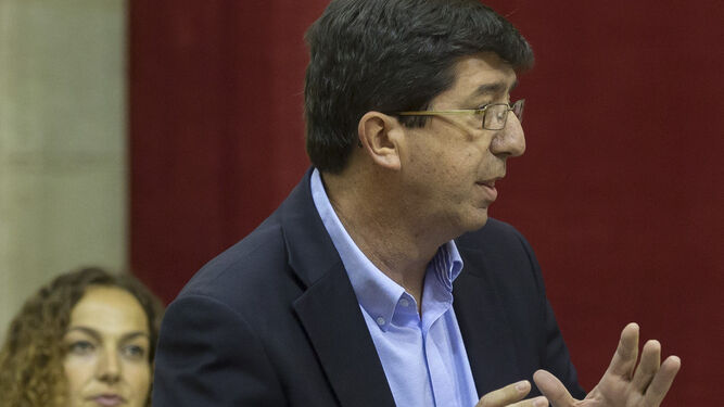 Juan Marín, durante la última sesión de control al Gobierno en el Pleno.