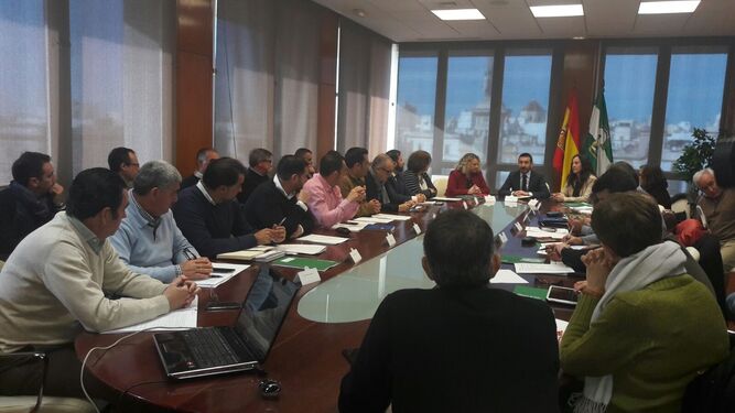 Instante de la reunión mantenida ayer en la sede de la Junta en Cádiz.