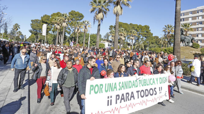 Imagen de la manifestación que recorrió el domingo las calles de Jerez.