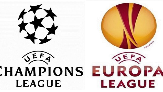 Los logos de la 'Champions' y la Europa League