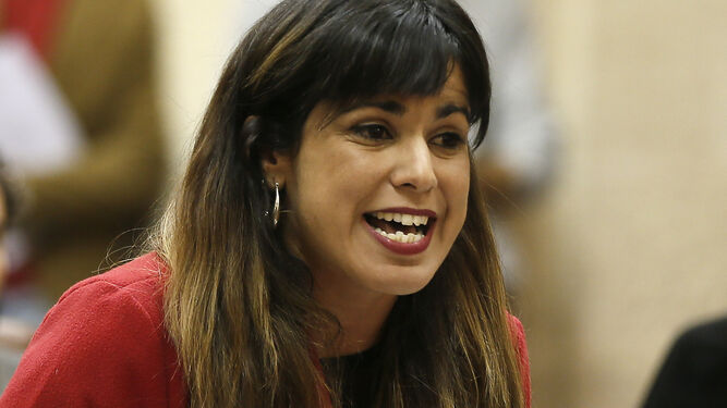 Teresa Rodríguez durante una intervención en un Pleno.