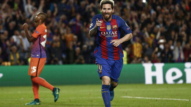 Messi celebra un gol de esta pasada temporada.