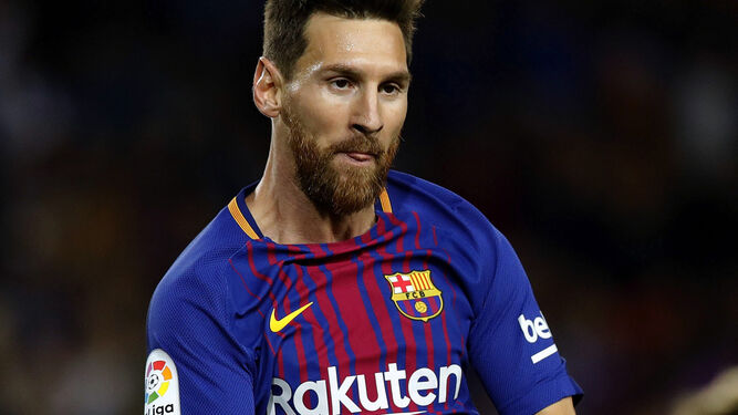 Messi celebra uno de los tres goles.