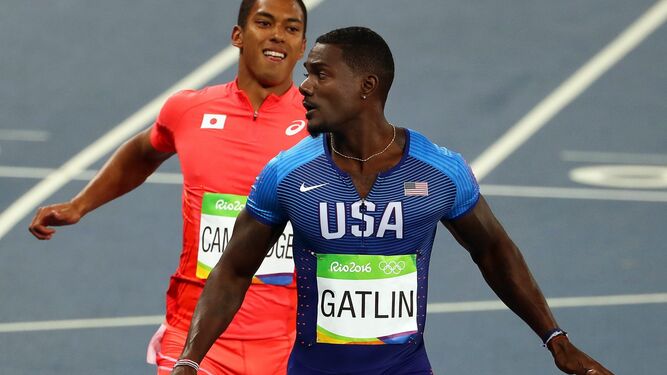 Justin Gatlin, durante la semifinal de 100 m. masculino celebrada en los Juegos Olímpicos de Río.