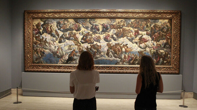'El paraíso' de Tintoretto en la exposición 'El Renacimiento en Venecia' del Museo Thyssen-Bornemisza.