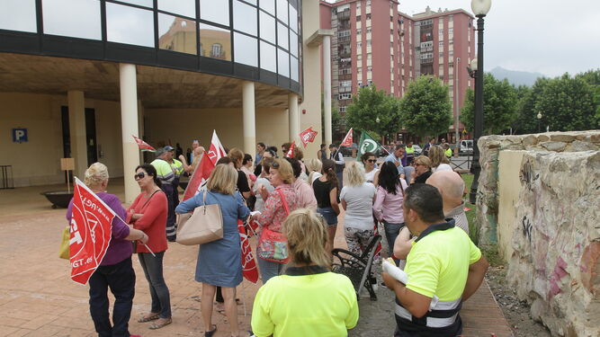 Trabajadores municipales durante una protesta sindical.