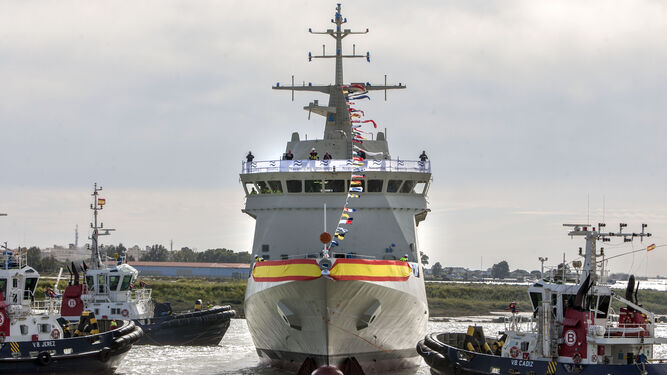 El 'Audaz' es el último de los BAM construidos en la Bahía. Fue botado en Navantia-San Fernando hace ahora un año y será entregado a la Armada en los próximos meses.