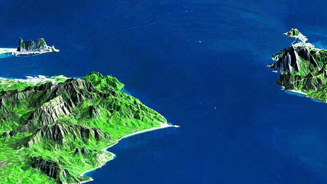 El Estrecho de Gibraltar, en una imagen retrospectiva de satélite .