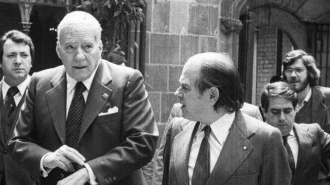 Encuentro de Josep Tarradellas con Jordi Pujol en 1981.