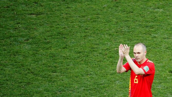 Andrés Iniesta, la tarde de la eliminación de España ante Rusia.