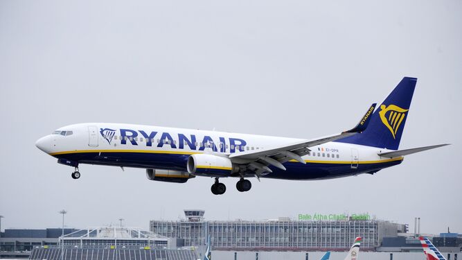 Avión de la compañía irlandesa Ryanair, en Dublín