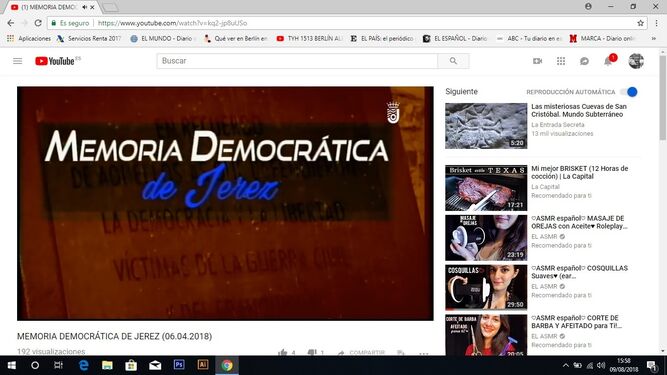Carátula de entrada del programa 'Memoria democrática de Jerez' de Onda Jerez TV.