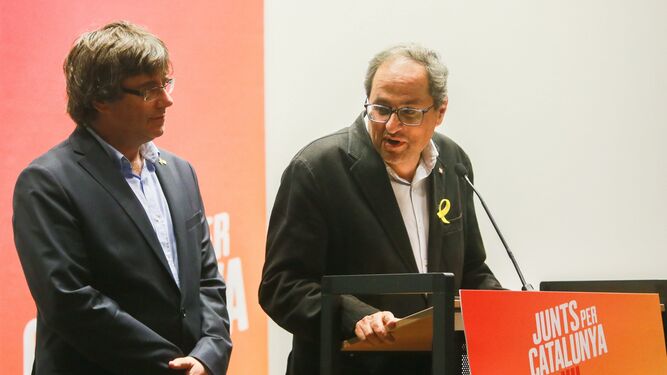 Quim Torra y Carles Puigdemont, en Bruselas