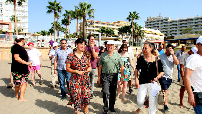 Teresa Rodríguez, a principios de agosto en un acto de Podemos en una playa de Torremolinos (Málaga).