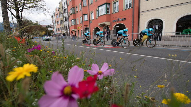 El equipo Astaná durante el Mundial de Ciclismo que se disputa en Innsbruck
