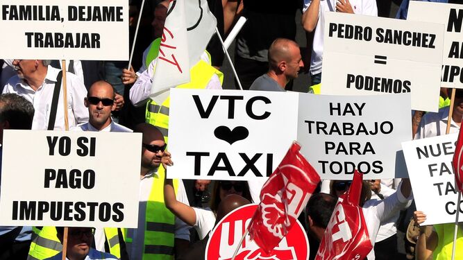 Protesta de conductores de vehículos VTC