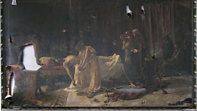 'La muerte de Lucano' antes de la restauración.