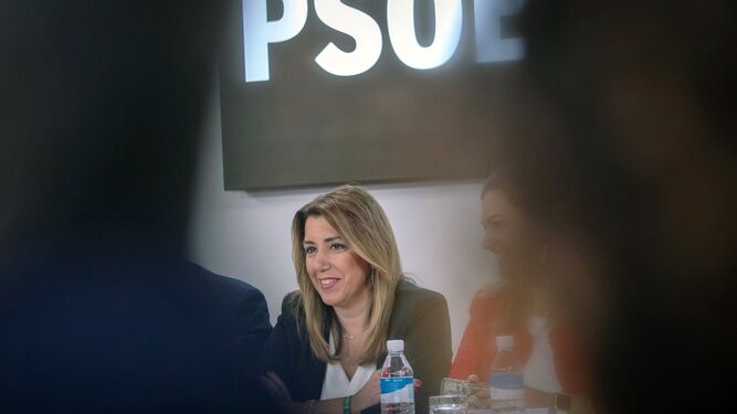 Susana Díaz, en la Ejecutiva del PSOE-A, ayer.