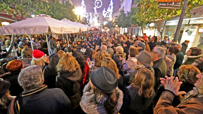 Imagen del espectacular ambiente navideño de Jerez en estas navidades en las calles del centro.