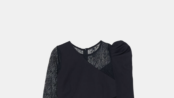 Vestido asim&eacute;trico combinado de Zara. 25,95&euro;