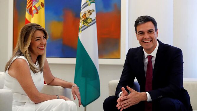 Susana Díaz y Pedro Sánchez, durante su reunión en La Moncloa del pasado verano.
