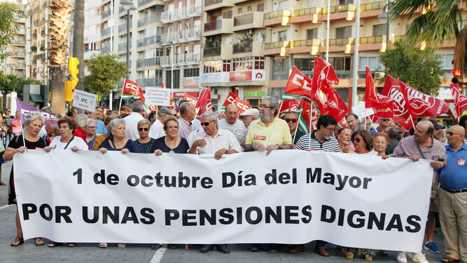 Manifestación de pensionistas en Huelva el pasado octubre.
