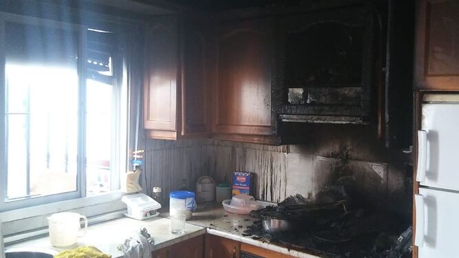 La cocina afectada por el incendio