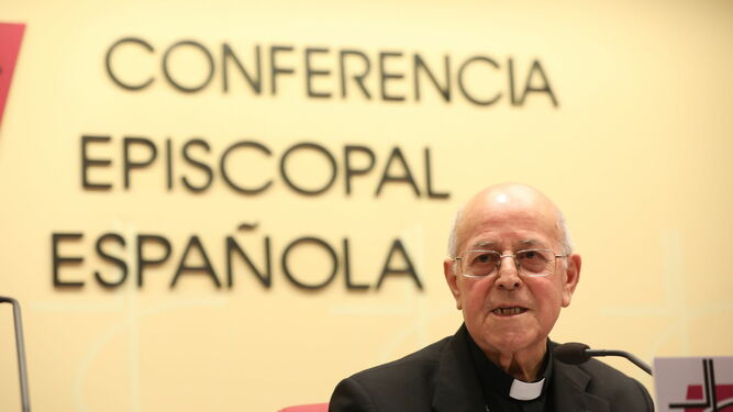 El presidente de la Conferencia Episcopal, el cardenal Ricardo Blázquez, durante la reunión de la Comisión Permanente este miércoles.