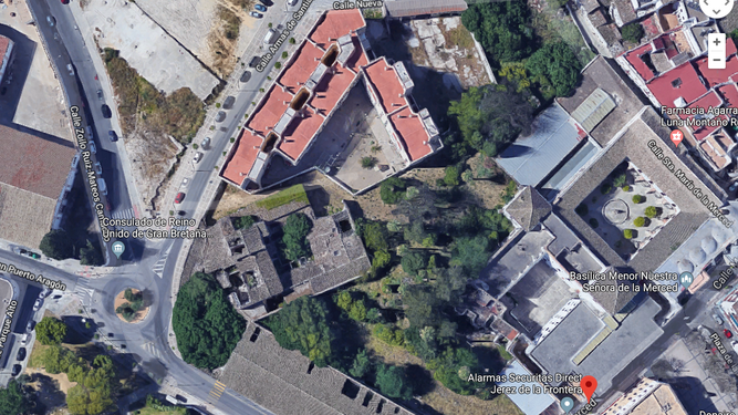 Imagen de Google Map de la bodega de la calle Cristal y la urbanización.
