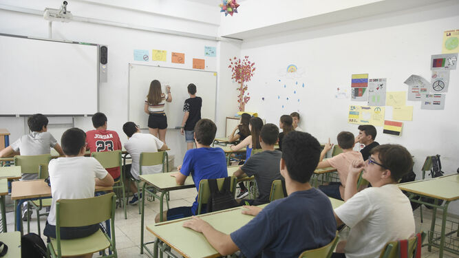 Alumnos, durante una clase en un instituto de Córdoba.