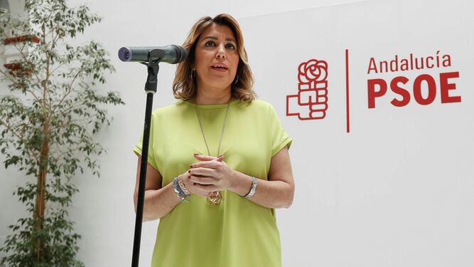 Susana Díaz, este miércoles en la sede del PSOE.