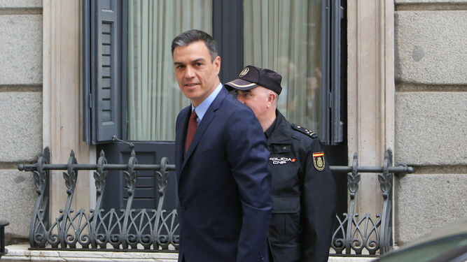 Pedro Sánchez, a su llegada al Congreso de los Diputados.
