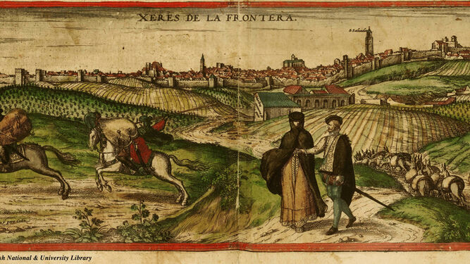 Grabado de la ciudad de Jerez de la Frontera en el Siglo XVI por Joris Hoefnagel.