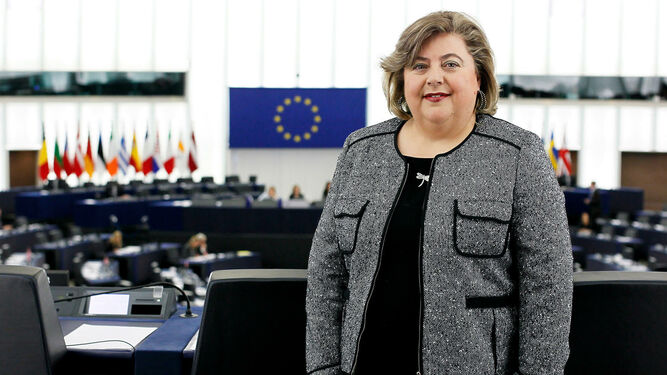 Clara Aguilera en el Parlamento Europeo.